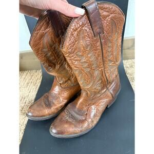 Vintage Abilene Genuine Leather Western Cognac Brown Cowboy Boot Mens 9.5